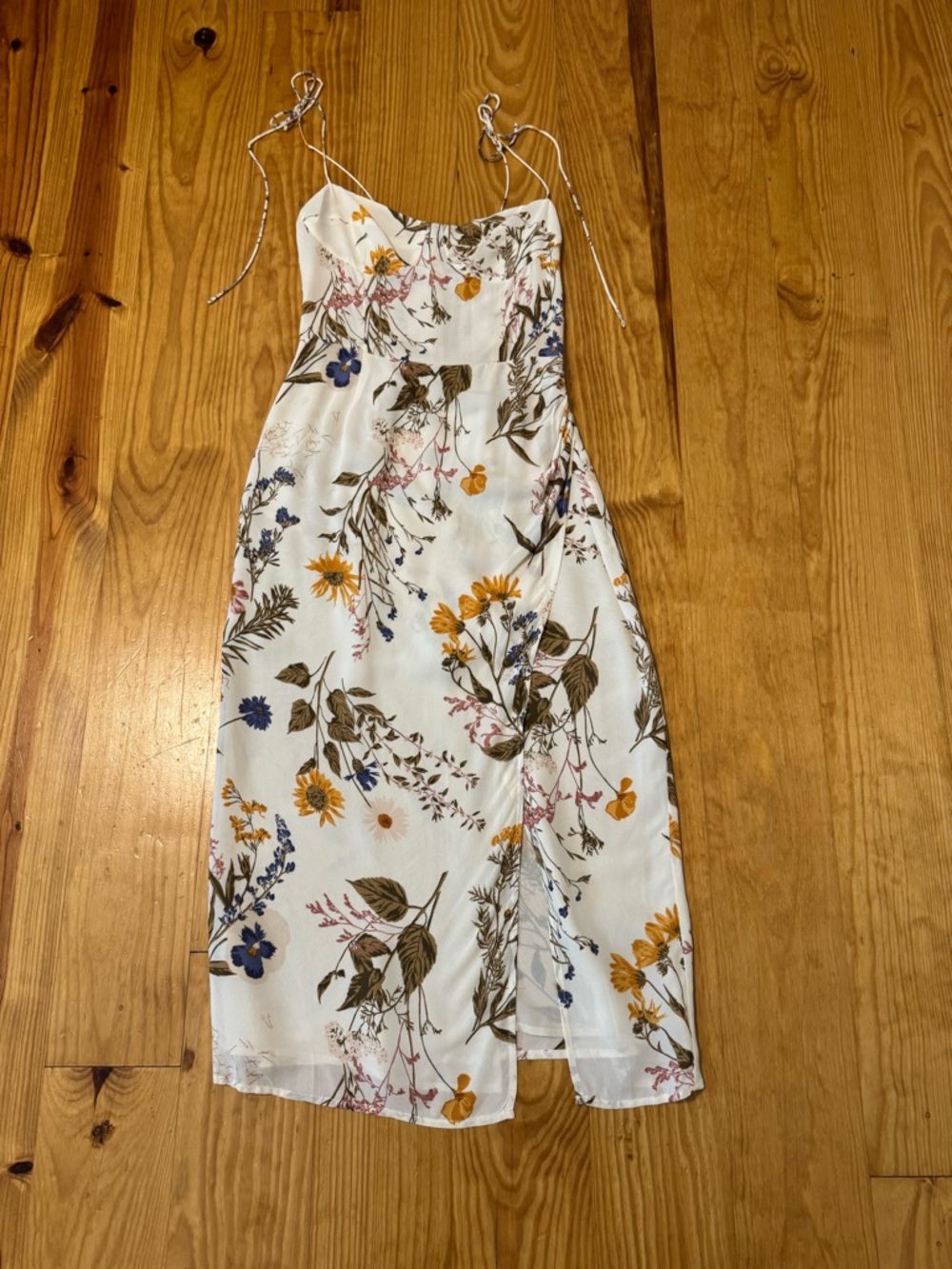 Reformation Kourtney Midi Dress in Frolic Floral Cream Women’s Size 6P - Picture 6 of 16